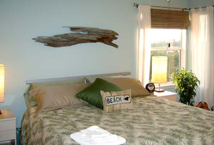 Tranquility's master suite has a plush king bed and full bath.
