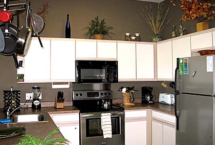 Tranquility's kitchen with new stainless steel appliances